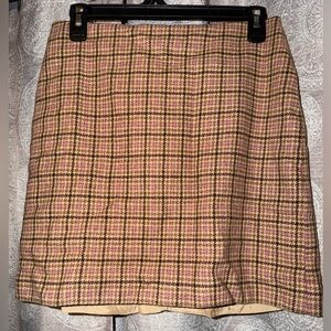 Ann Taylor Plaid Women's Skirt - Pink and Tan